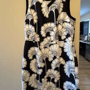 Kate Spade Black and White Floral Midi Dress